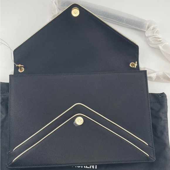 NEW! Saint Laurent YSL Black Chain Envelope Shoulder Bag Purse Authentic - Picture 14 of 15